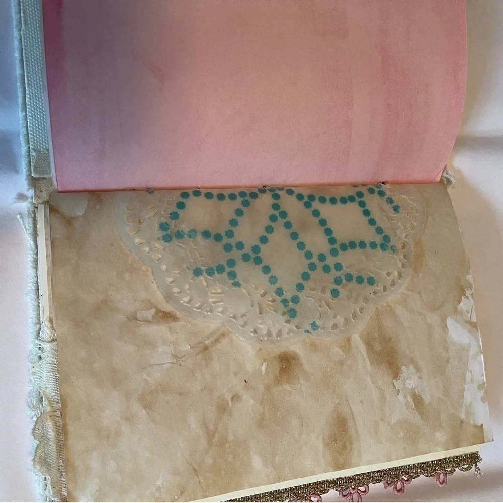 Handmade Journal Recycled Paper Cover Lace Ribbon 6x8